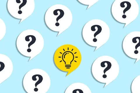 Light bulb on speech bubble and question mark, Idea or problem solving concept Stock Illustration