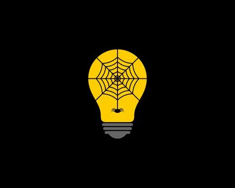 Light bulb with spider web in the middle Stock Illustration