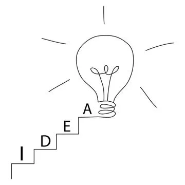 Light bulb with stair steps and letters symbolizing ideas Stock-Illustration