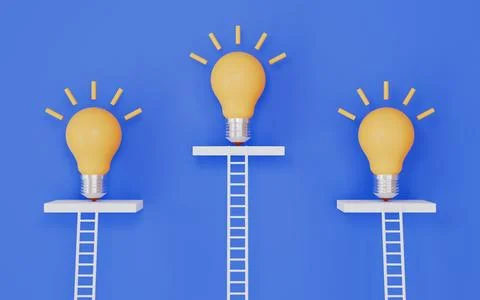 Light bulb on stairs, representing creativity, inspiration and bright ideas Stock Illustration