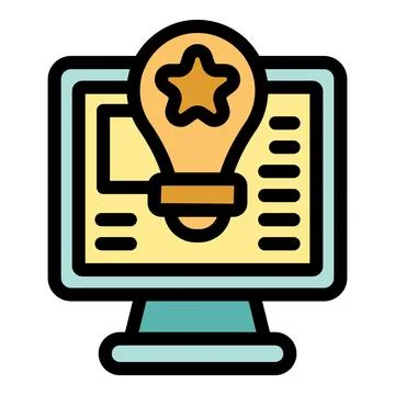 Light bulb with star displaying on computer screen for online idea generation イラスト素材
