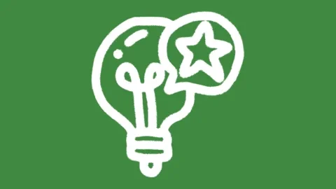 Light Bulb with star speech bubble idea hand-drawn cartoon graphic chalk icon Stock Footage 337113312