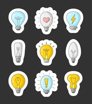 Light bulb. Sticker Bookmark. イラスト素材