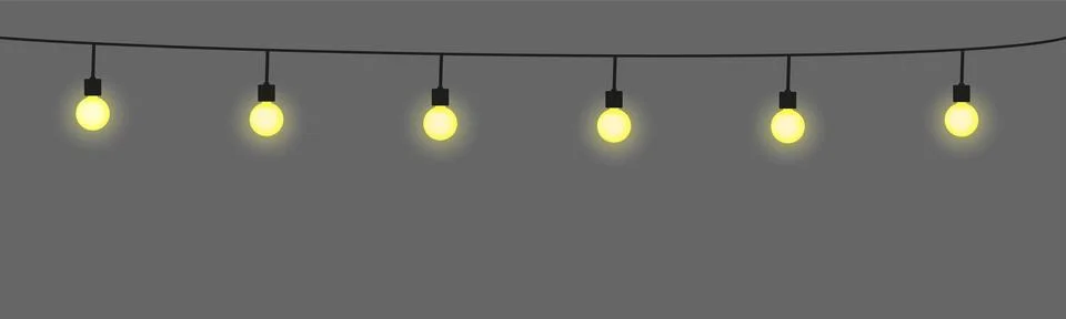 Light bulb string garland, isolated vector decoration. Stock Illustration
