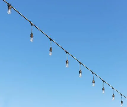 Light bulb string sky 库存照片