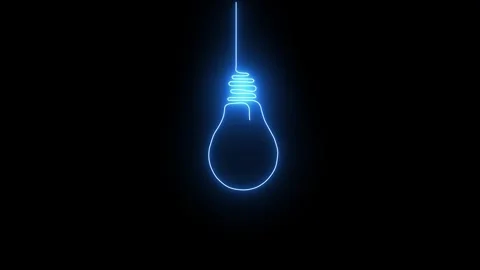 Light bulb stroke lighting technology neon animation Stock Footage 321194260
