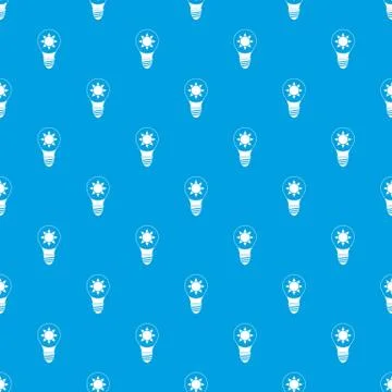 Light bulb with sun inside pattern seamless blue Stock Illustration
