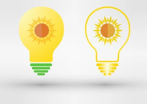 Light bulb with sun. Vector Stock-Illustration
