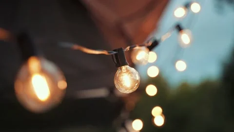 Light bulb swaying decorative background Video stock 171585480