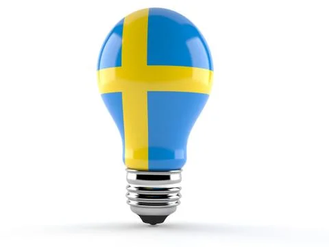 Light bulb with swedish flag Stock Illustration