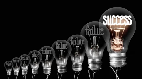 Light Bulb swith Failure and Success Concept Stock Footage 151673170