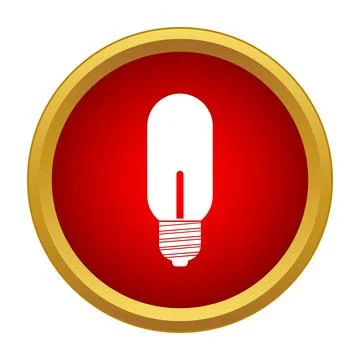 Light bulb symbol on a red button with a golden border Ilustración de archivo