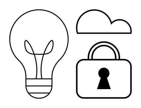 Light bulb symbolizing idea or innovation, cloud representing cloud storage o イラスト素材