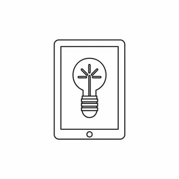 Light bulb on tablet computer screen icon Stock Illustration