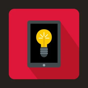 Light bulb on tablet pc computer screen icon Stock Illustration
