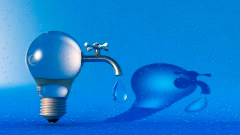Light bulb, tap and beach Stock Illustration