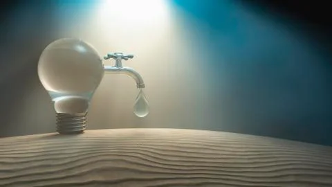 Light bulb, tap and beach Stock Illustration