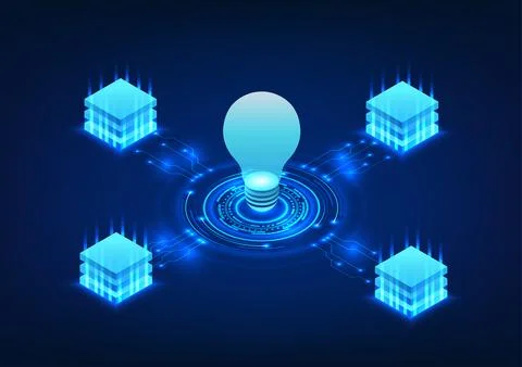 Light bulb technology with a light bulb in the middle that is connected to .. 스톡 일러스트