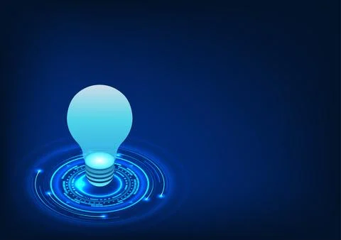 Light bulb technology is placed on the technology circle Finding informatio.. Stockillustratie