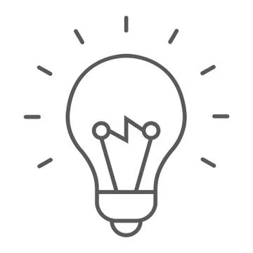 Light Bulb thin line icon, e learning education Stock Illustration