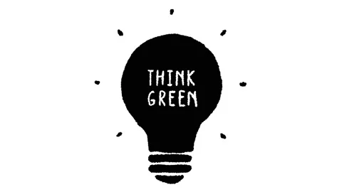 Light bulb with think green writing, animation for ideas and eco-sustainable Stock Footage 154257763