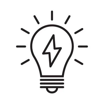 Light bulb with thunder icon, idea symbol. Illustrazione stock
