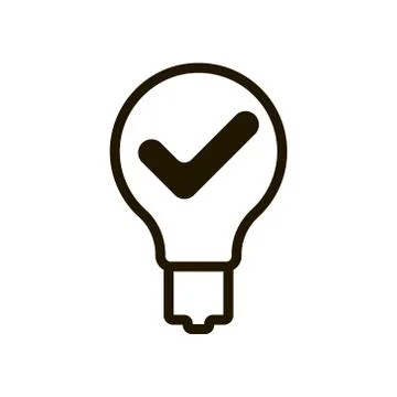 Light bulb with a tick icon on white background. EPS 10. Vector illustration. Stock Illustration