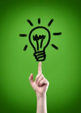 Light bulb on tip of finger Stock Photos