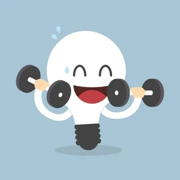 Light Bulb Training With Dumbbells, Idea concept Stock Illustration