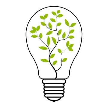 Light bulb tree plant inside, vector light bulb with green plant symbol of eco Stock Illustration