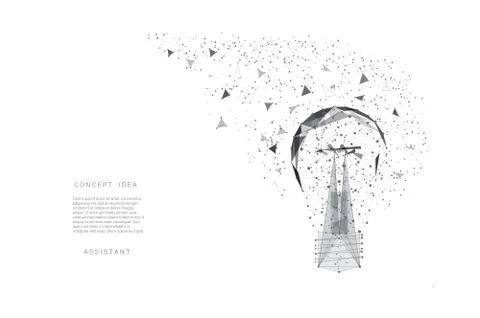 Light bulb of triangles and points. Background light gray lines. Concept idea Stock Illustration