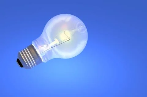 Light bulb tungsten screw in render on blue background Stock Illustration
