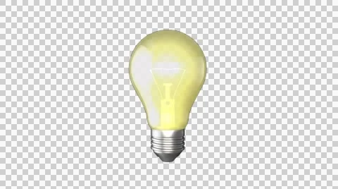 Light bulb turns around 360 and turns on (with Alpha Channel) 4K Stock Footage 52613657