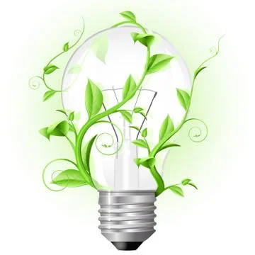 Light bulb twisted with plant 스톡 일러스트