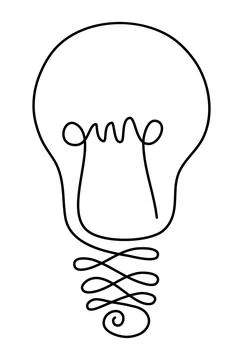 Light bulb vector icon, black line drawing Stock Illustration