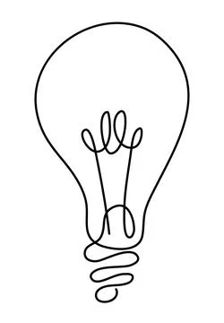 Light bulb vector icon, black line drawing Stock Illustration