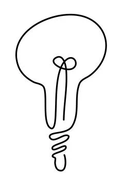 Light bulb vector icon, black line drawing Stock Illustration