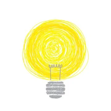 Light bulb vector icon, Hand-drawn doodle idea symbol, drawing style. Illustrazione stock