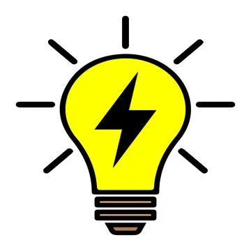 Light Bulb Vector Icon Idea Lamp with Lightning Symbol EPS Editable Stock Illustration