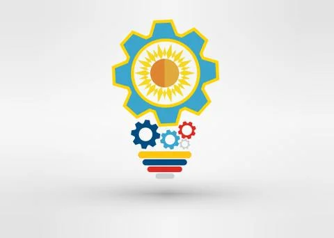 Light bulb vector icon low poly style. Idea icon origami style on white Illustrazione stock