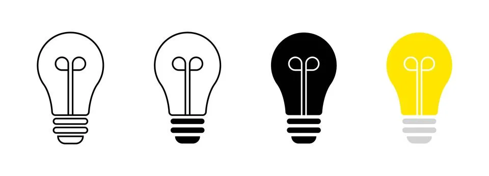 Light bulb vector icon set. Idea symbol. Electric lamp simple illustration... Stock Illustration