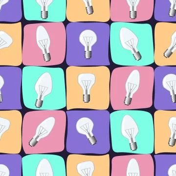 Light-bulb vector illustration. Seamless pattern with bulb. Illustrazione stock