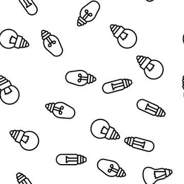Light Bulb Vector Seamless Pattern Stock Illustration