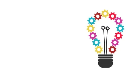 Light Bulb which has of colorful gears beautiful.4K resolution motion graphic Stock Footage 98757593