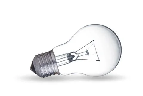 Light bulb on white background on the ground side. Stock Photos