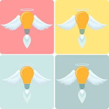 Light bulb with wings. idea concept. Stock Illustration