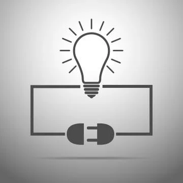 Light bulb, wire plug and socket - vector illustration. 스톡 일러스트