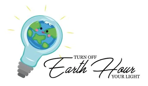 Light bulb with world inside and global warming isolated on white, Earth hour Stock Illustration