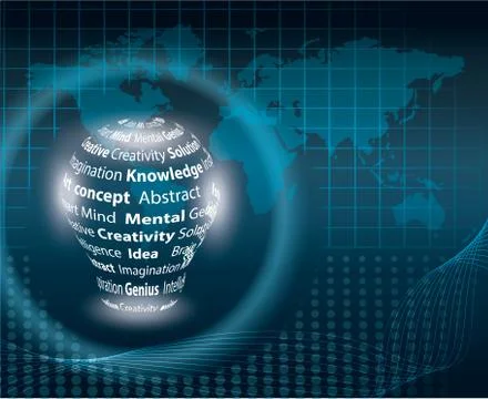 Light bulb on world map with copy text. Stock Illustration