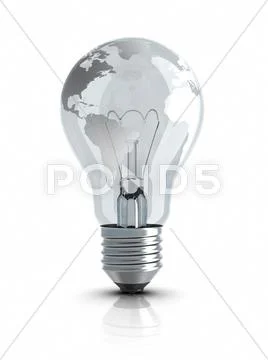 Light bulb with world map Stock Illustrationen